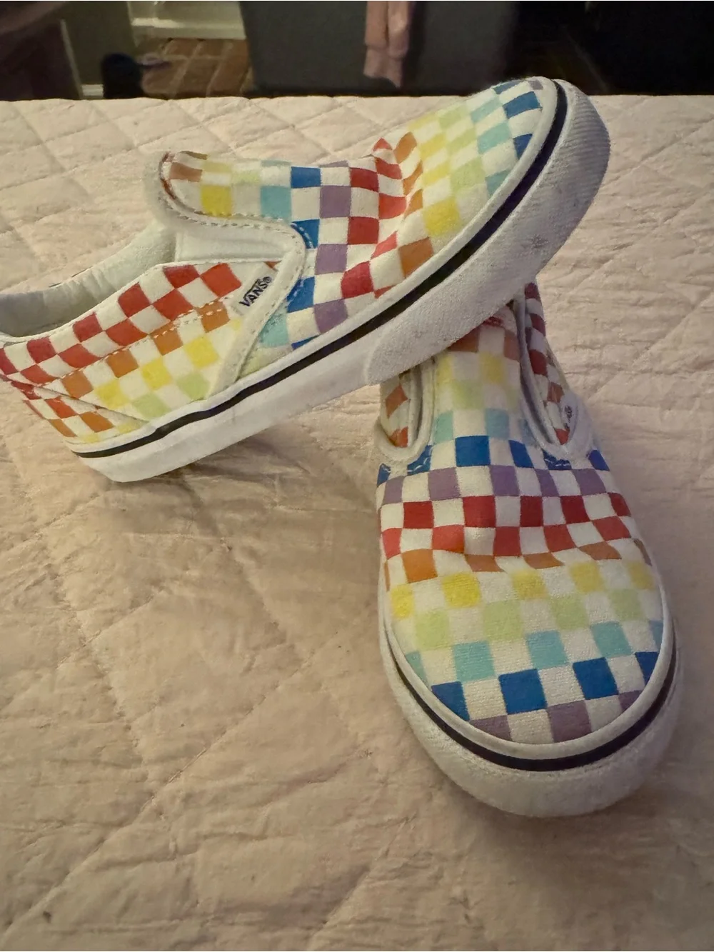 Vans Kids Multicolor Rainbow Checkerboard Slip-On Sneakers